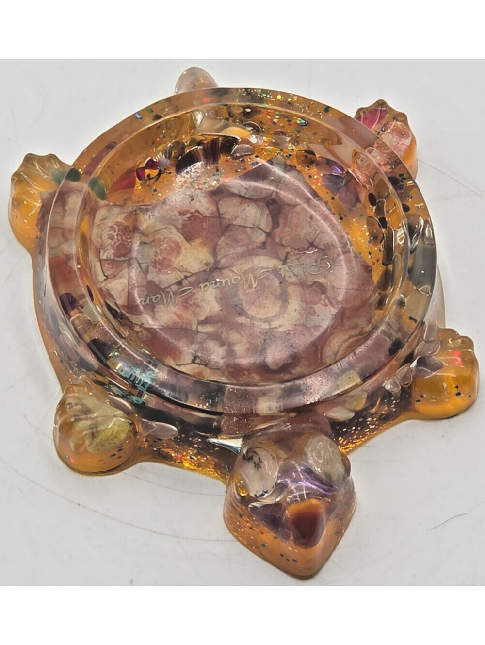 Vintage Henderson's Gemstones Turtle Ashtray Stone Resin Pilot Mound Manitoba